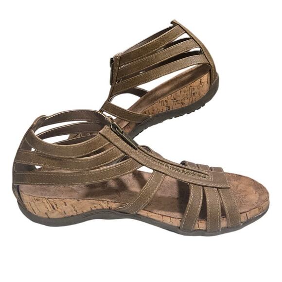 Bearpaw Layla II Cutest Light-Brown Leather Zip Gladiator Sandals Women Size 7 - Picture 3 of 8
